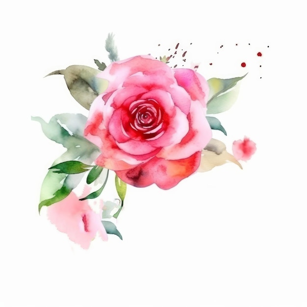 Watercolor Rose flower Illustration AI GenerativexA