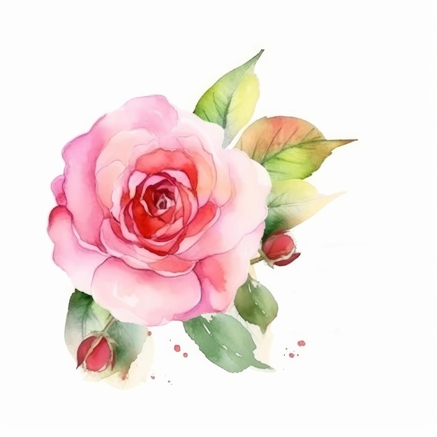 Watercolor Rose flower Illustration AI GenerativexA