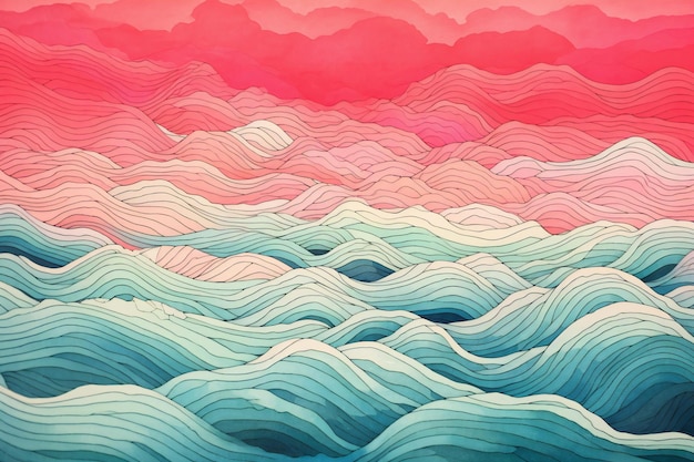 Watercolor sea waves background