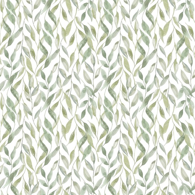 Watercolor seamless cozy pattern with dry and green leaves Spring trendy background Hand drawn Rustic style For printing on paper packaging textiles banners valentine march easter wedding