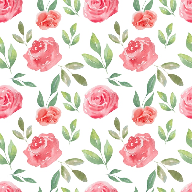 Watercolor seamless pattern of Air roses and hearts. Festive background