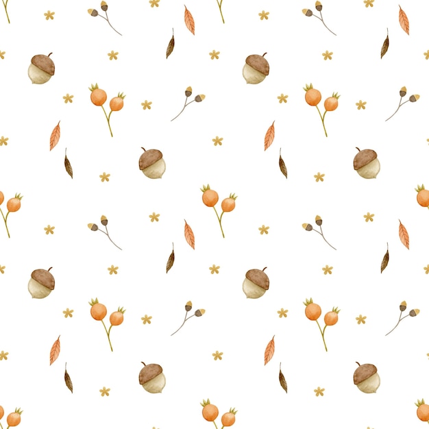 Watercolor seamless pattern. Autumn background.