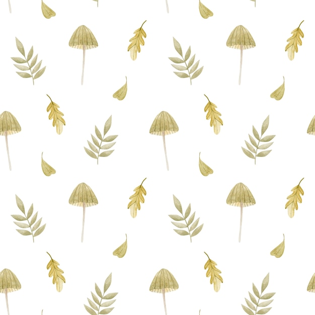 Watercolor seamless pattern. Autumn background.