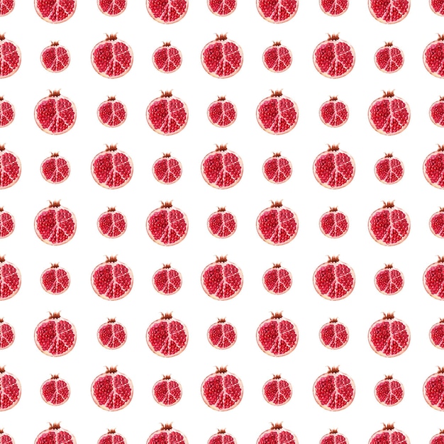 Watercolor seamless pattern Juicy ripe pomegranates