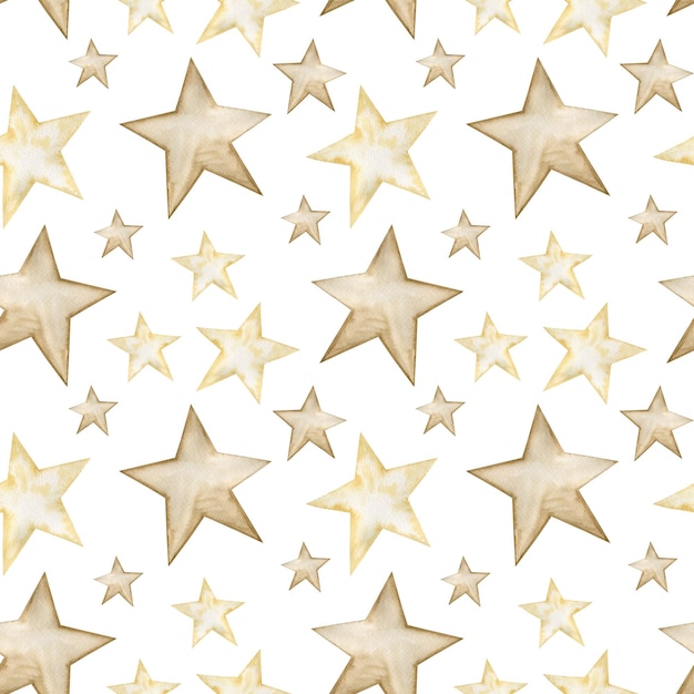 Watercolor seamless pattern star merry christmas, new year.