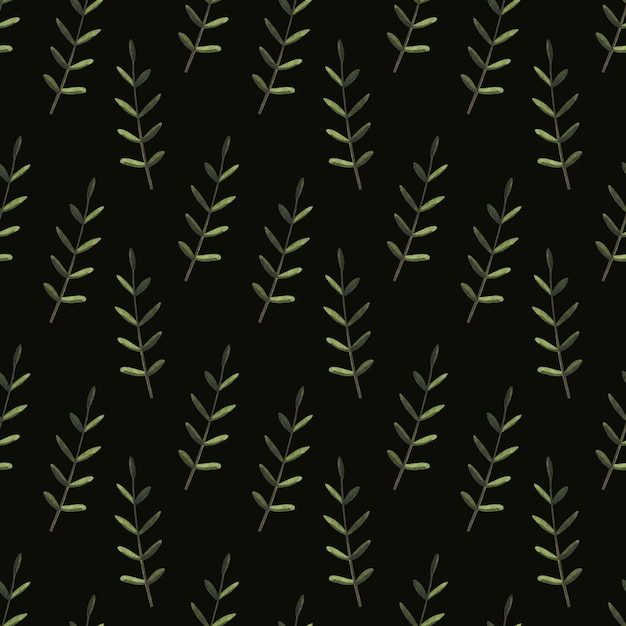 watercolor seamless pattern with branches and leaves