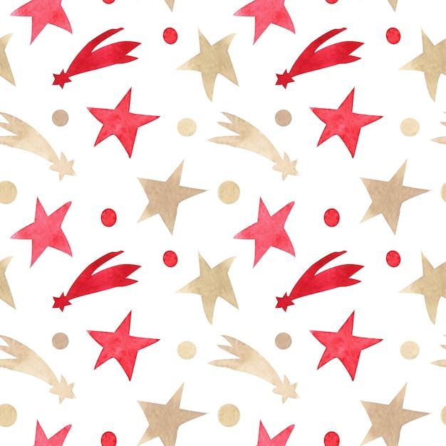 Photo watercolor seamless pattern with christmas stars festive print for christmas decor scrapbooking wrapping paper new years design