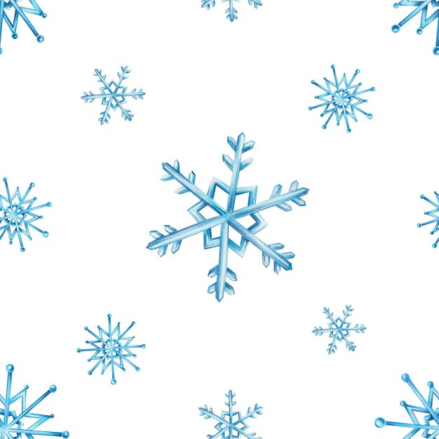 Watercolor seamless pattern with snowflakes Hand painting on an isolated background For designers decoration postcards wrapping paper scrapbooking covers invitations posters and textile