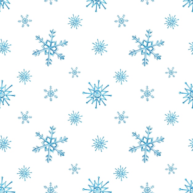 Watercolor seamless pattern with snowflakes Hand painting on an isolated background For designers decoration postcards wrapping paper scrapbooking covers invitations posters and textile