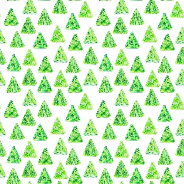 Watercolor seamless pattern with stylized Christmas trees