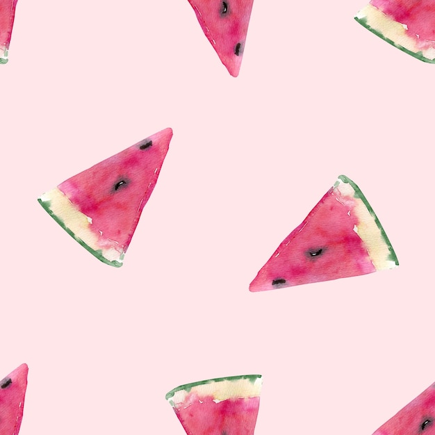 Watercolor seamless pattern with sweet juicy watermelon