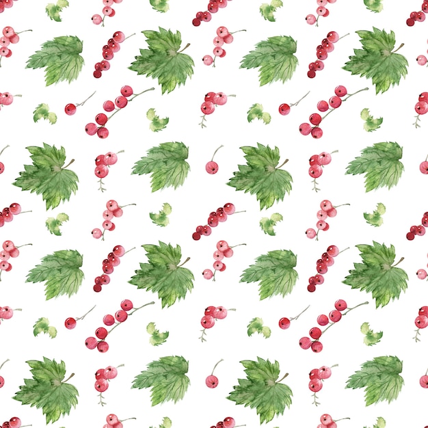 Watercolor seamless pattern with various berries