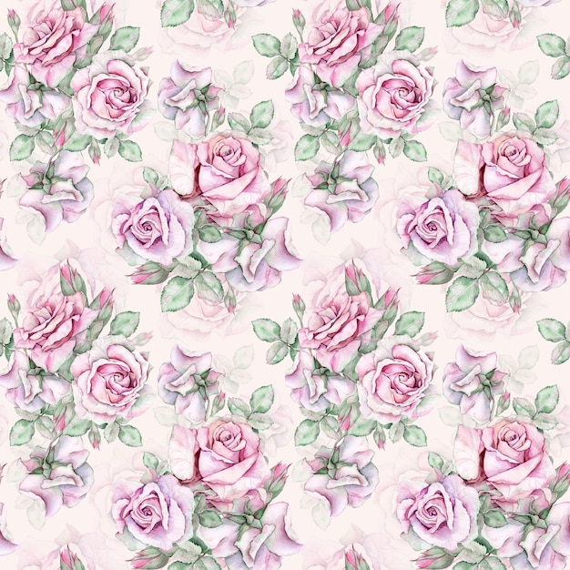 Watercolor seamless rose pattern