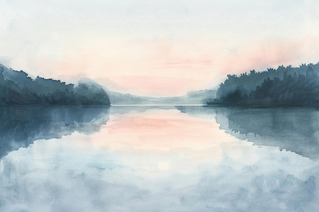 Photo watercolor serenity reflections on the lake