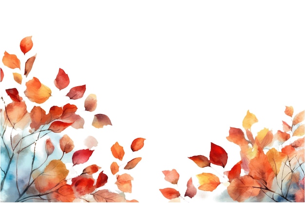 Watercolor set vector illustration of autumn theme frame isolate on white background