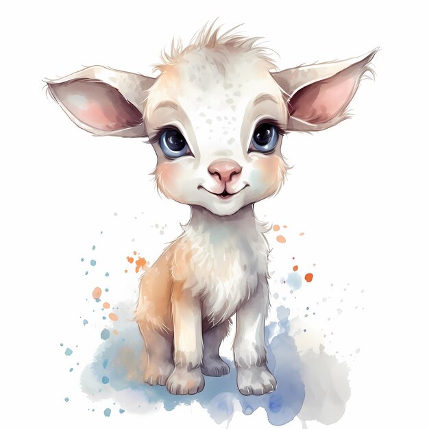 Watercolor sheep Super cute AI generated