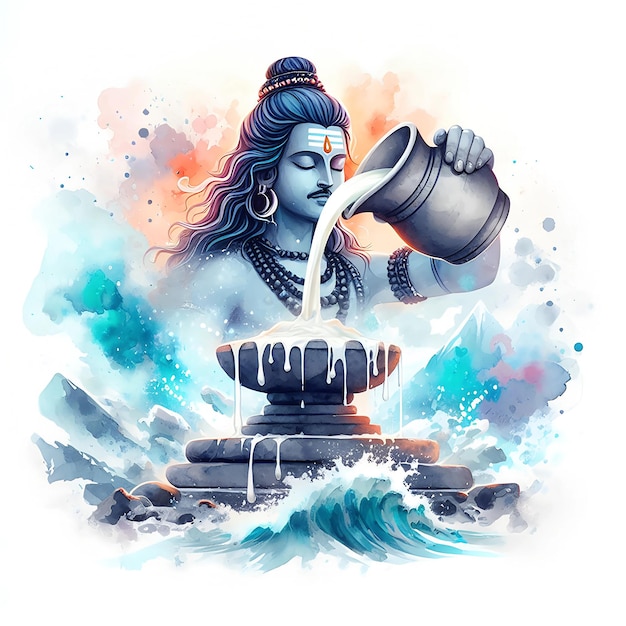 Watercolor Shiv ling background for Shivratri