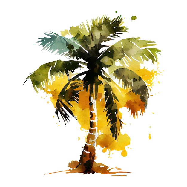 Watercolor silhouette palm tree tropic beach summer nature illustration Generative AI