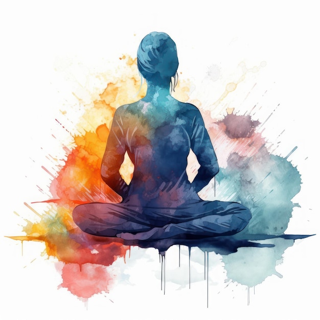 Watercolor Silhouette of a Person in a Yoga Pose