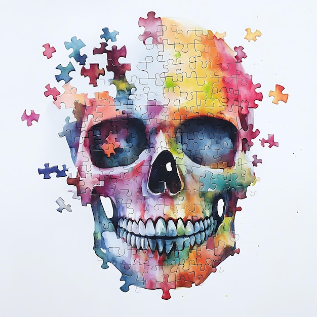 A Watercolor Skull Puzzle