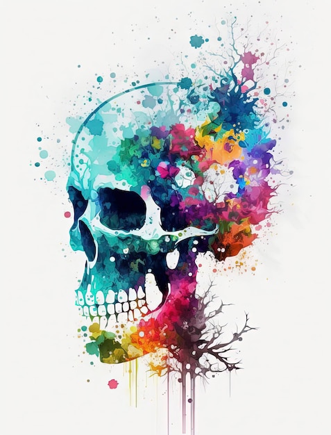 watercolor skull