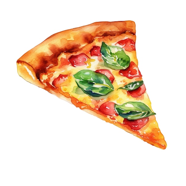 watercolor slice of pizza