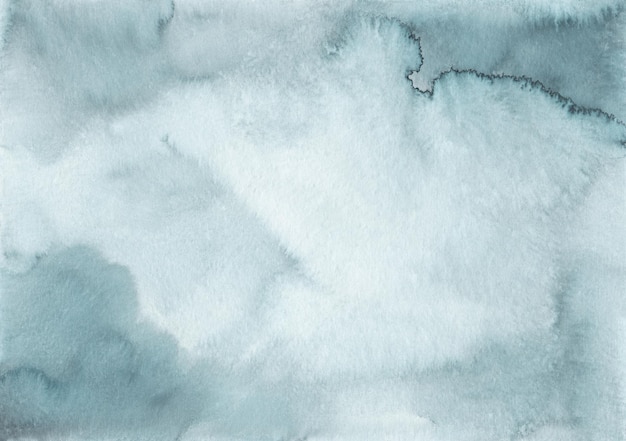 Watercolor smoke color background painting. Watercolour gray-blue texture, stains on paper. Hand painted liquid backdrop with copy space.