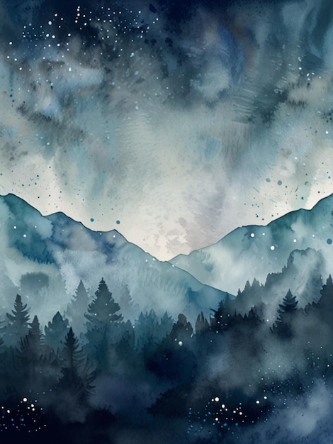 Watercolor snowflakes nature background