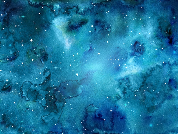 Watercolor space texture galaxy with glowing stars night starry sky with white stardust