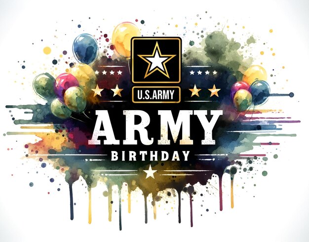 Photo watercolor splash illustration for us army birthday