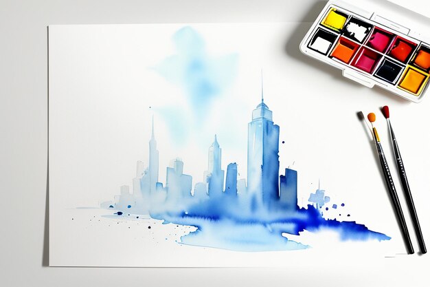 Watercolor splash ink blue background image beautiful color paint smudge effect simple background