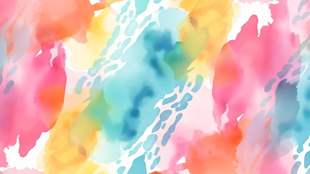 Watercolor splashes in vibrant hues of pink orange and blue dance across the canvas in a lively comp