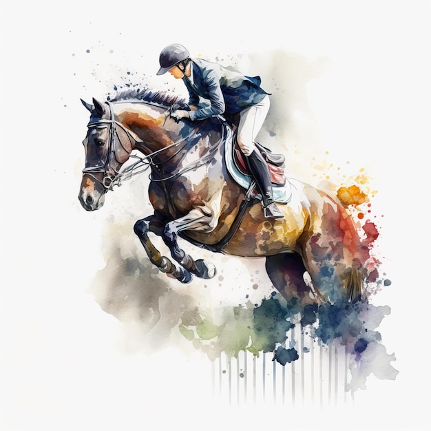 Watercolor Sports Horse Show Jumping Creative Illustration