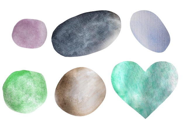 Watercolor spots of different shapesA set of watercolor circles Watercolor spots drawing