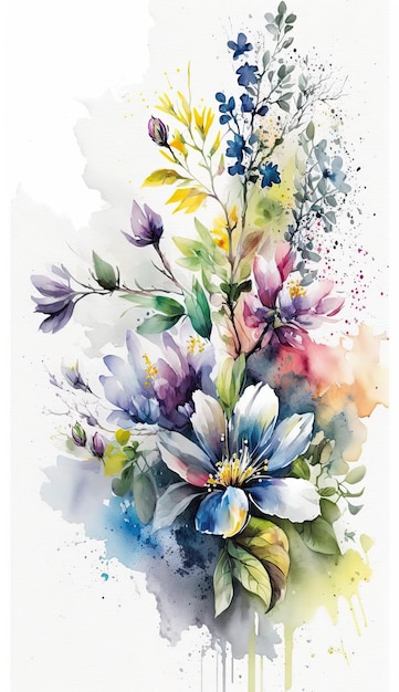 Watercolor spring flowers