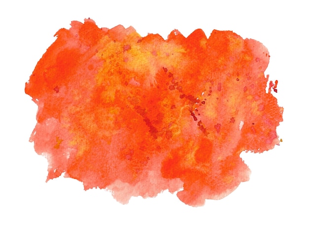 Watercolor stains and splashes Orange spot on a white background