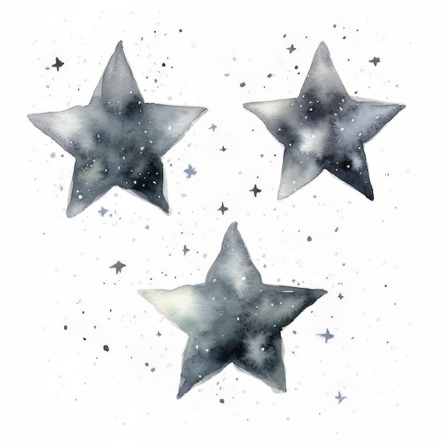 Watercolor stars on white background Watercolor illustration for your design