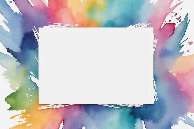 Photo watercolor strokes background with copy space frame mockup