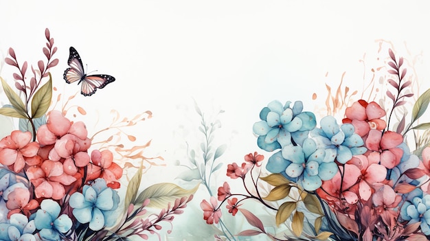 Watercolor style colorful floral background