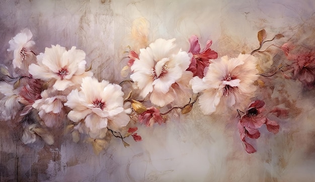 Watercolor style flowers botanical background or wallpaper design Generative AI