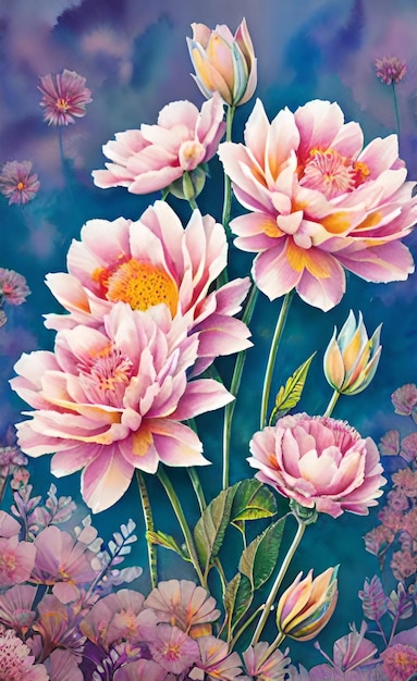 watercolor style flowers