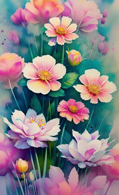 watercolor style flowers