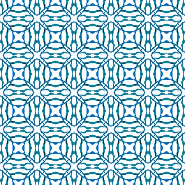 Watercolor summer ethnic border pattern Blue