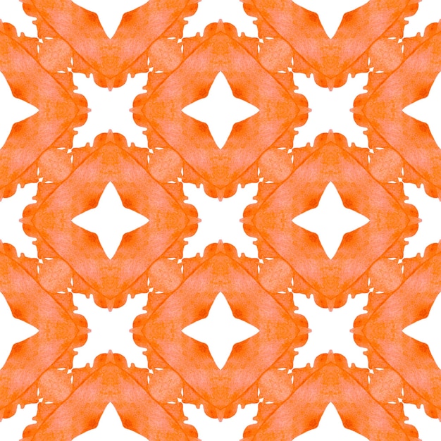 Watercolor summer ethnic border pattern Orange