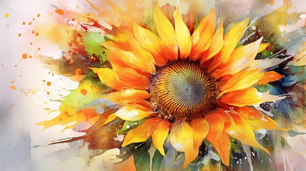 Watercolor sunflower watercolor floral Generative AI