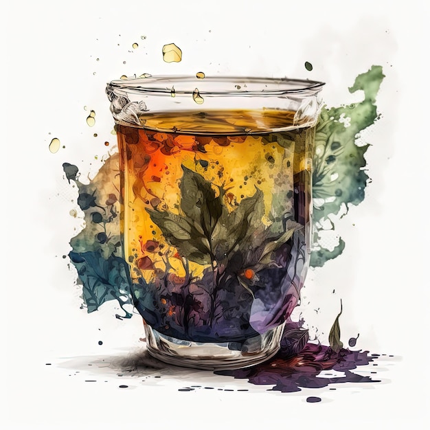 Watercolor tea Illustration AI GenerativexA