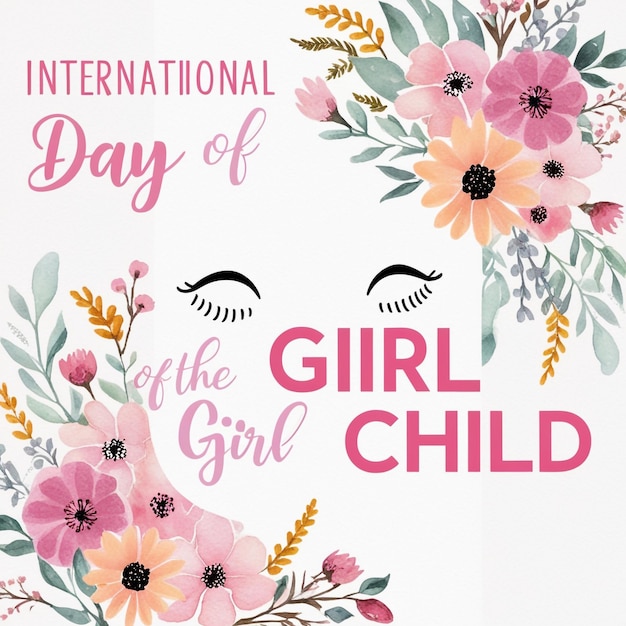 Photo watercolor template for international day of the girl child social media cover