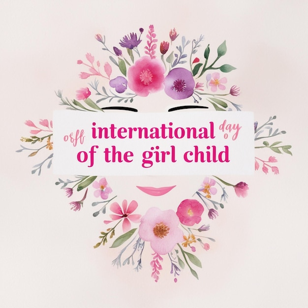 Photo watercolor template for international day of the girl child social media cover