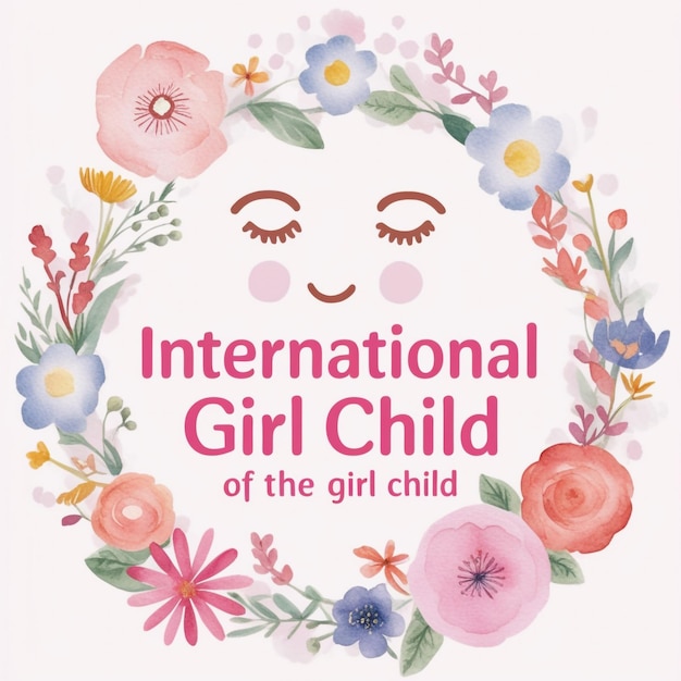 Photo watercolor template for international day of the girl child social media cover