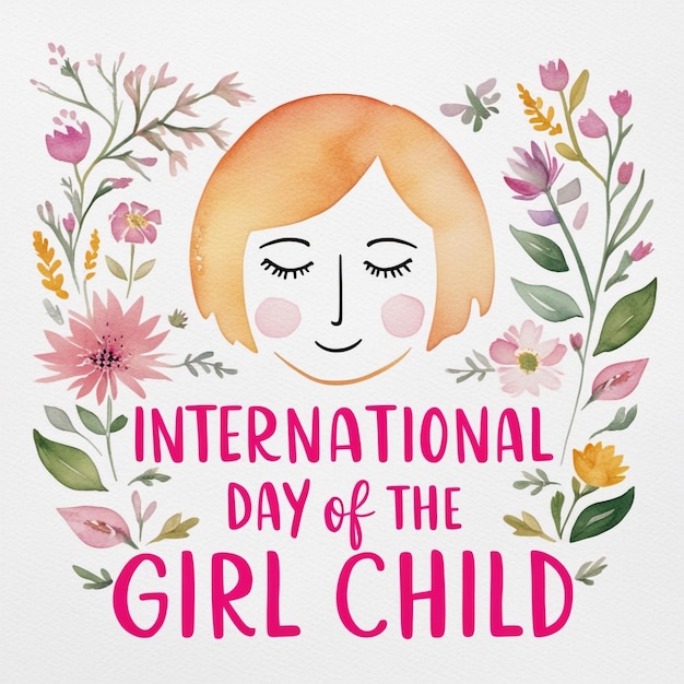 Watercolor Template for International Day of the Girl Child Social Media Cover